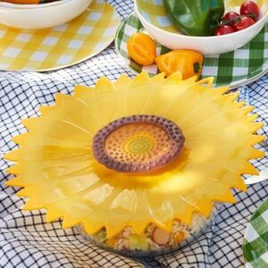 Charles Viancin 10” 🌻 Sunflower Yellow Shaped Silicone Bowl Cover Pot Lid EUC